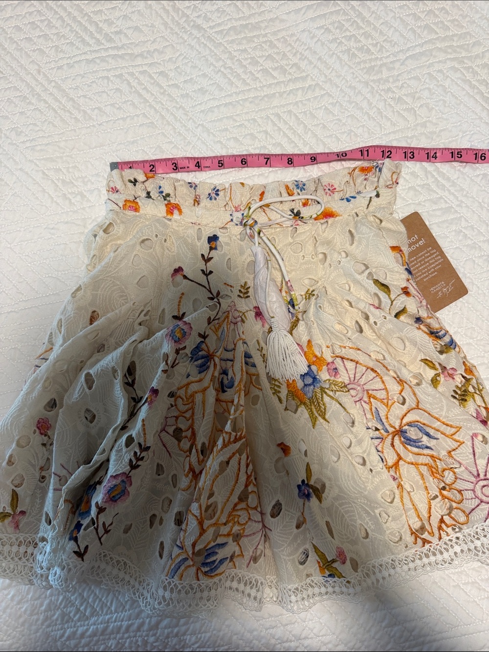 Embroidered Eyelet Cream Floral A-Line Skirt
